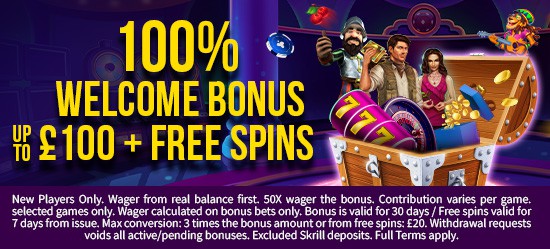 100% up to £100 + Free Spins