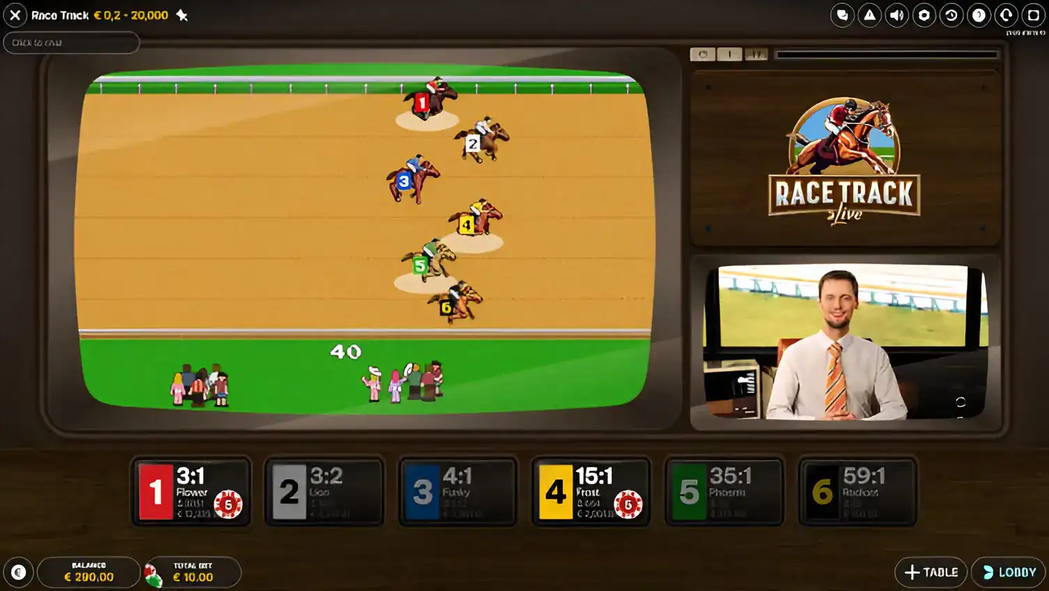 race track live casino game