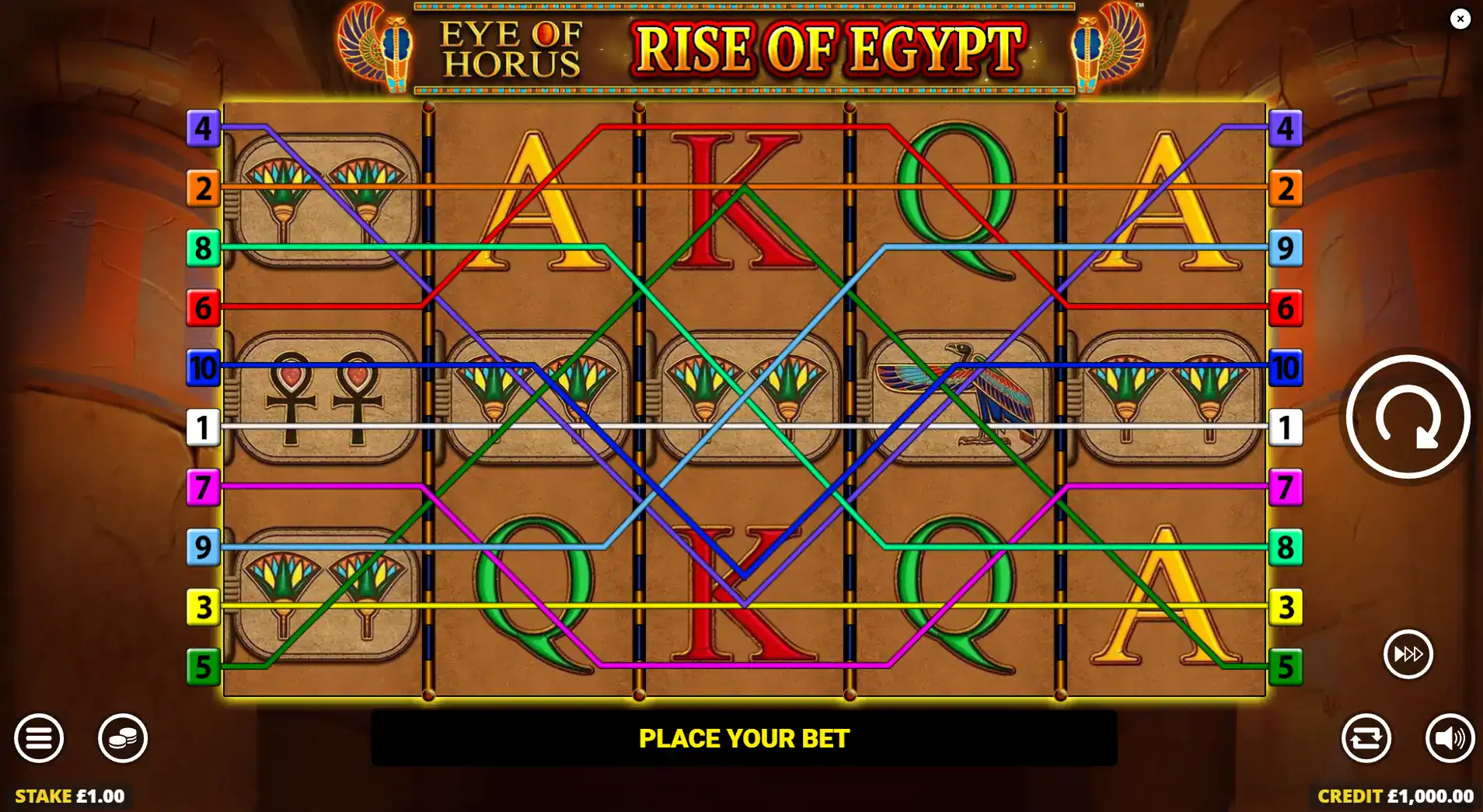 Eye of Horus Rise of Egypt reels