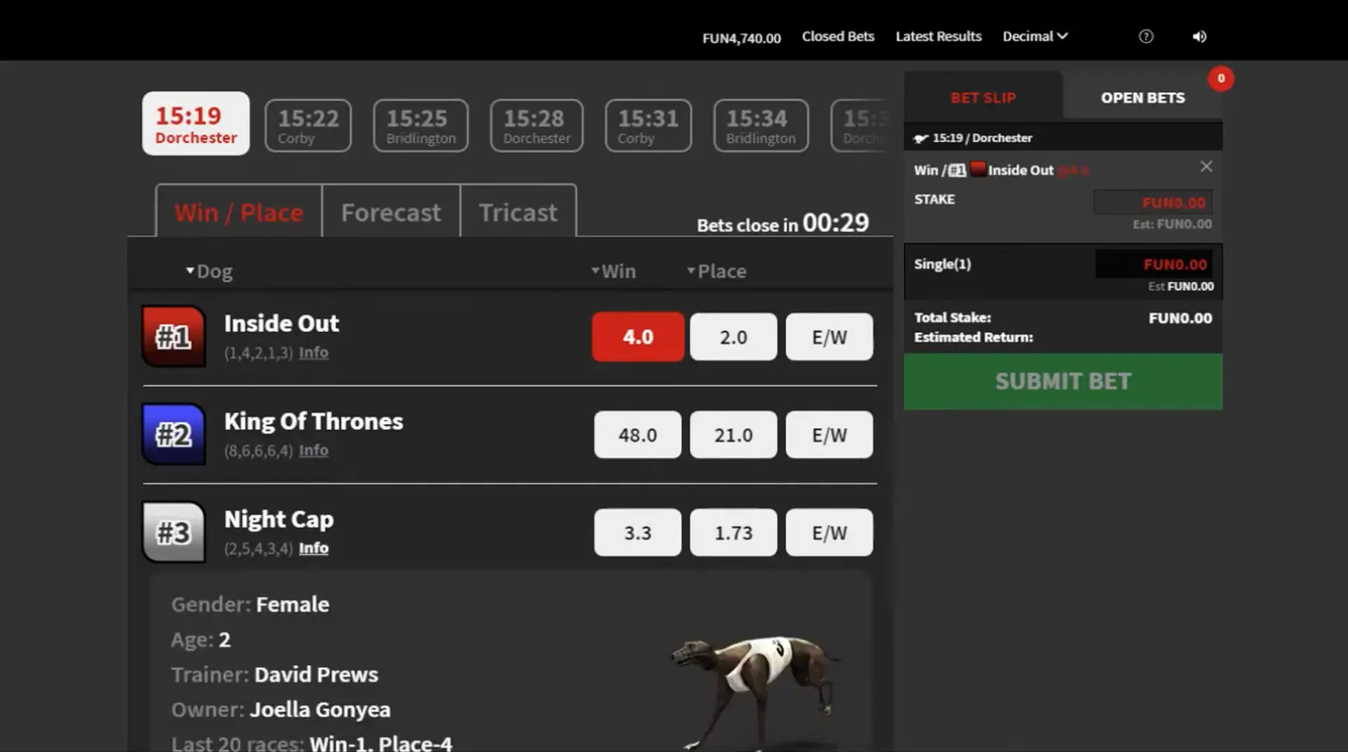 Virtual Greyhounds Game